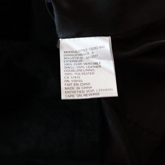 Tribal Brand Vintage Black 100% Suede Leather Ruffle Zip Front Fitted Jacket 8 - Picture 3 of 4